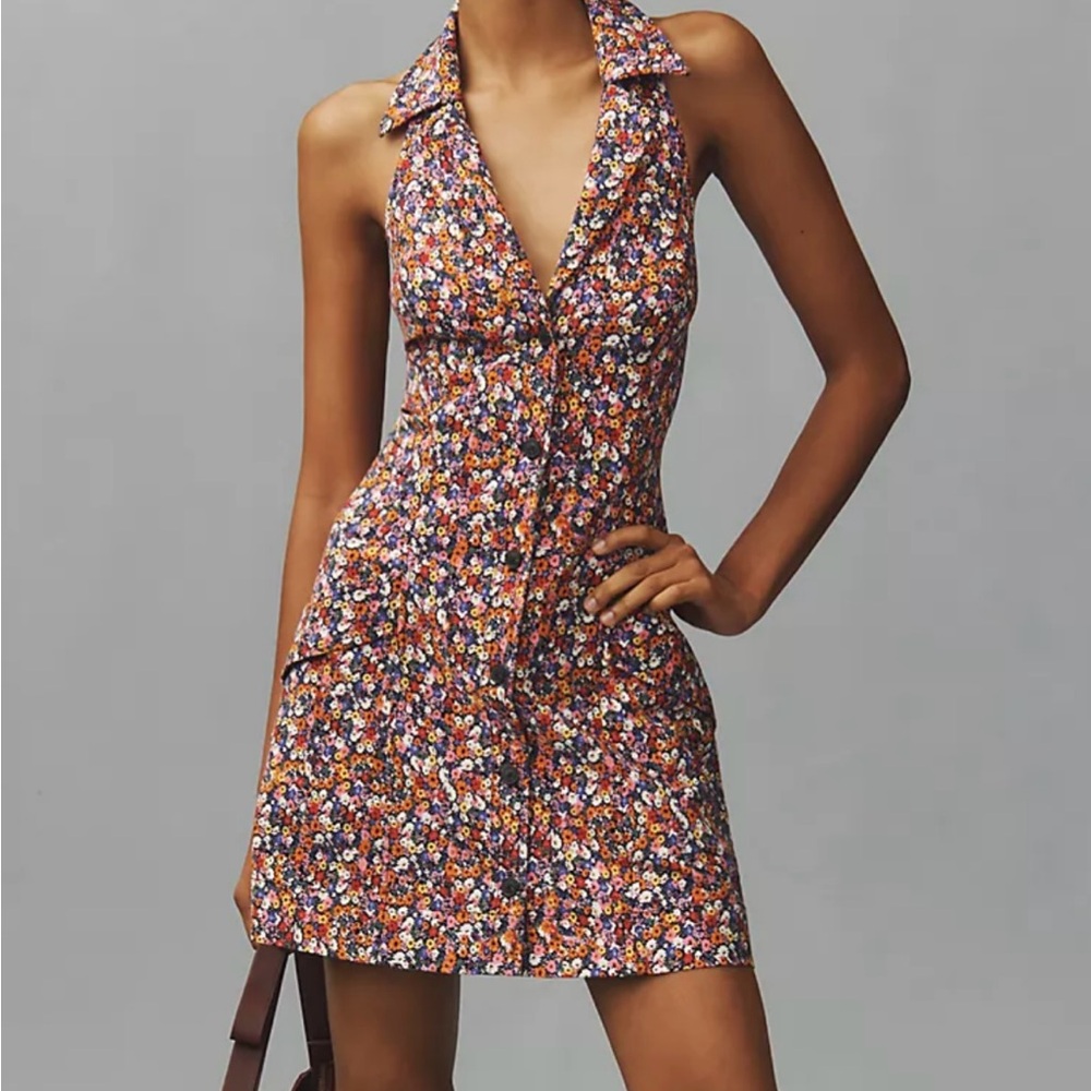Anthropologie (Maeve) Sleeveless T-Back Blazer Mini Dress (Floral)